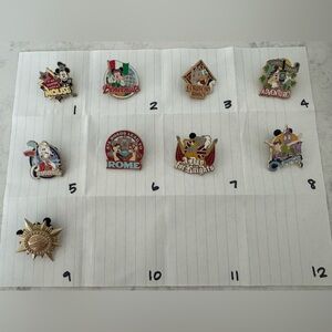 Disney Enamel Collector Pins - Set of 9
